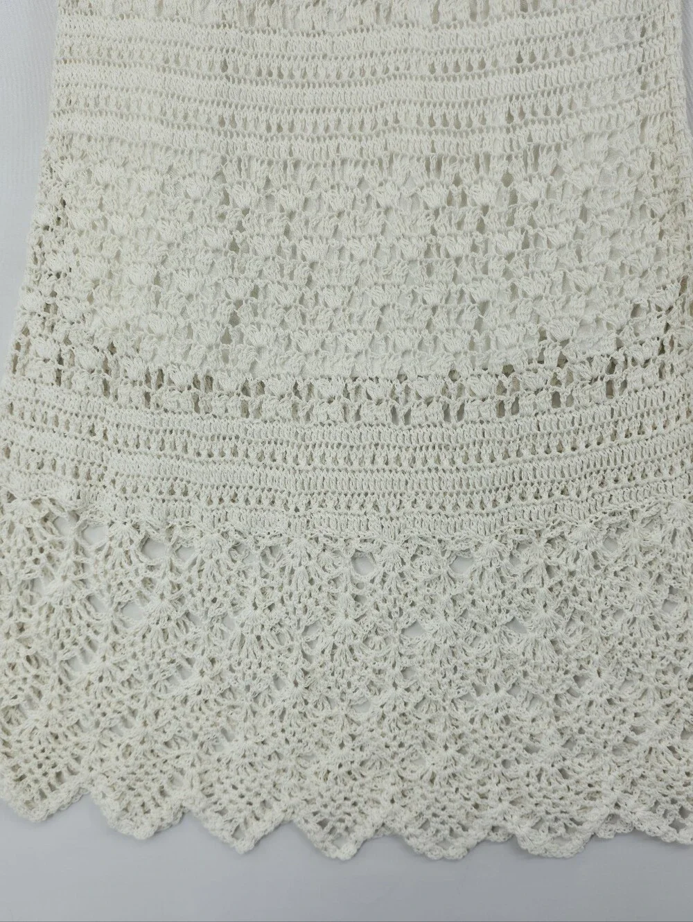 ❌️SOLD❌️M. Nicole Evening White Crochet Strapless Coastal Boho Maxi Dress Large - Picture 5 of 15